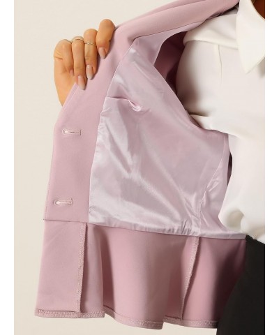 Work Short Blazer for Women's Lapel Collar Long Sleeve Ruffle Casual Office Jacket Pink $21.00 Blazers