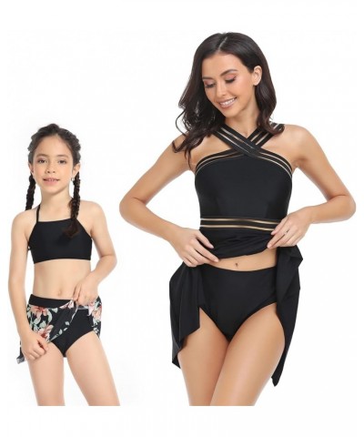 Family Matching Swimsuit Summer Beach Push Up Bikini Set Hawaii Holiday Monokini Swimwear Women D-black $14.83 Swimsuits