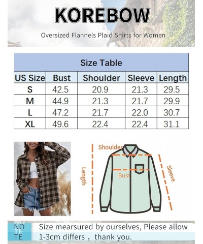 Oversized Flannels Plaid Shirts for Women Buffalo Plaid Long Sleeve Button Down Shirts Blouse Tops Coffee $13.23 Blouses