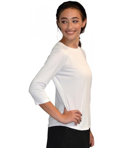 Women's Modest Running Athletic Tech Fabric 3-4 Sleeve T-Shirt Lime Green $17.74 Activewear