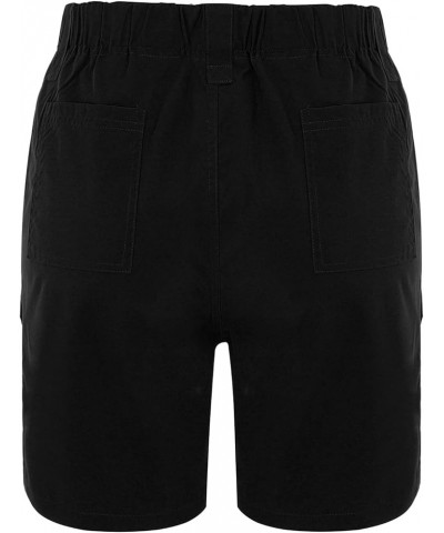 Womens Twill Stretch Shorts Regular Fit Hiking Short Pants Summer Solid Casual Athletic Chino Bermuda Short w/Pockets Y2-blac...