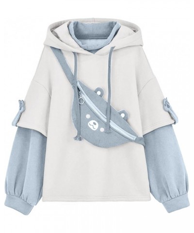 Women Hooded Sweatshirts Cute Skateboard Frog Printed Long Sleeve Hoodies Casual Pullover Tops with Pockets Blue $13.50 Others