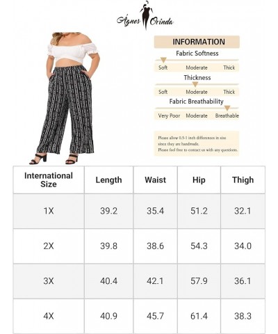 Plus Size Palazzo Pants for Women Stripe Boho Wide Leg Paper Bag Pants Beach Casual Summer Black White $15.43 Pants