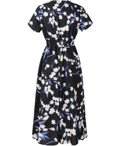 Feminine Chiffon Vintage Floral V Neck Summer Casual Flared Dress for Women D001 F3 $13.49 Dresses