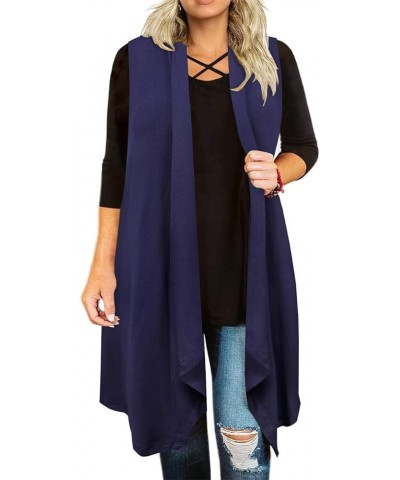 Plus Size Cardigan for Women Solid Color/Star/Plaid/Striped Open Front Tops XL-5XL A57z-navy Blue $18.01 Sweaters