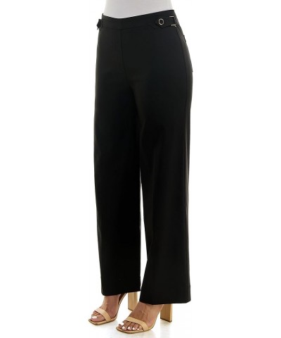 Women's Pull on Millennium Wide Leg Pant W/Hardware Waist Tabs Black $15.97 Pants