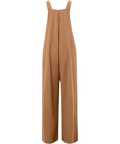 Women's Wide Leg Jumpsuits Jumpsuit Long Pants Casual With Pocket Non-Adjustable Strap Jumpsuit Jumpsuits Camel-3 $10.09 Jump...