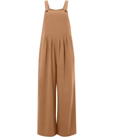 Women's Wide Leg Jumpsuits Jumpsuit Long Pants Casual With Pocket Non-Adjustable Strap Jumpsuit Jumpsuits Camel-3 $10.09 Jump...