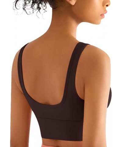 V Neck Longline Sports Bras for Women Open Back High Coverage Workout Tops Wide Straps Padded Yoga Gym Fitness Tank Bra H-cof...