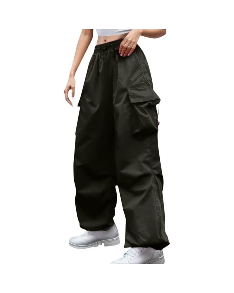 Baggy Cargo Sweatpants for Women Casual Elastic High Waist Jogger Hip Hop Y2K Pants Wide Leg Parachute Pants Streetwear C- Gr...