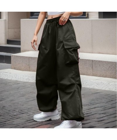 Baggy Cargo Sweatpants for Women Casual Elastic High Waist Jogger Hip Hop Y2K Pants Wide Leg Parachute Pants Streetwear C- Gr...