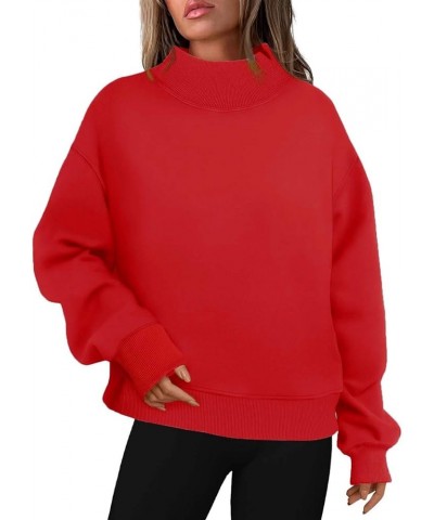 Sweatshirt For Womens Fashion 2023 Fall Outfits Long Sleeve Oversized Funnel Neck Pullover Hoodies Sweatshirts J05-red $12.35...