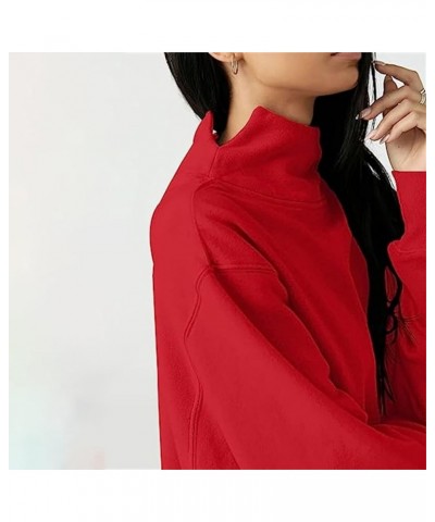 Sweatshirt For Womens Fashion 2023 Fall Outfits Long Sleeve Oversized Funnel Neck Pullover Hoodies Sweatshirts J05-red $12.35...