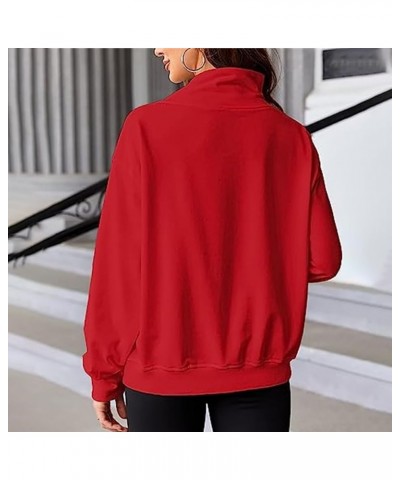 Sweatshirt For Womens Fashion 2023 Fall Outfits Long Sleeve Oversized Funnel Neck Pullover Hoodies Sweatshirts J05-red $12.35...