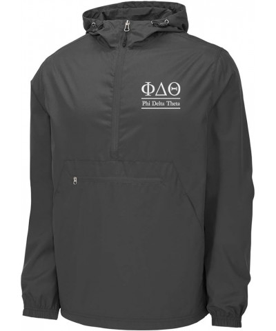 Phi Delta Theta Windbreaker - Anorak Pullover Jacket - Quarter Zip Graphite Grey $30.78 Jackets