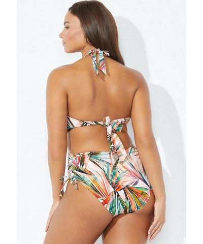 Women's Plus Size Halter Cutout One Piece Multi Palm Leaves $28.13 Swimsuits