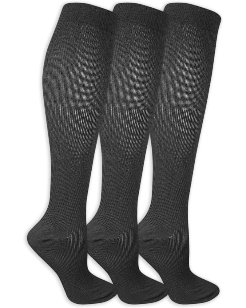 Women's Graduated Compression Knee High Socks - Comfort and Fatigue Relief Black (3 Pairs) $11.65 Socks