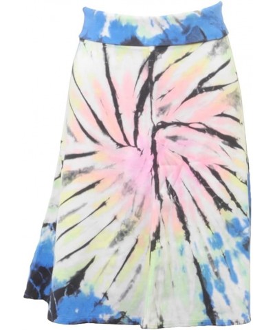 Forever Knee Length A-Line Skirt with Rolldown Waistband Style B-126 Neon Spiral $37.20 Skirts