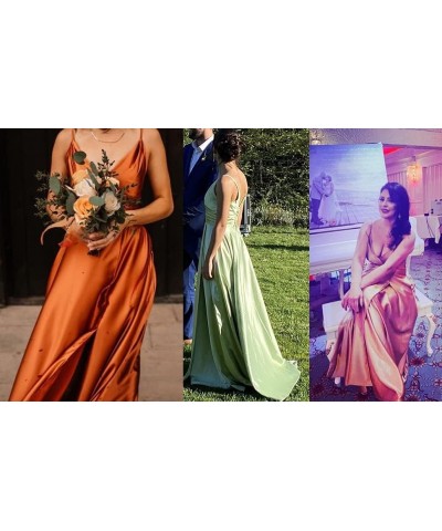 Long Bridesmaid Dresses for Women Formal Satin Spaghetti Strap Prom Evening Gowns RYZ054 Teal $28.70 Dresses