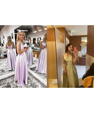 Long Bridesmaid Dresses for Women Formal Satin Spaghetti Strap Prom Evening Gowns RYZ054 Teal $28.70 Dresses