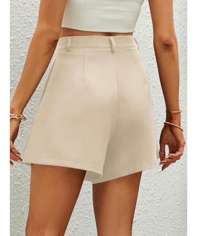 Women's Casual High Waisted Wide Leg Pleated Shorts with Pockets Beige $17.33 Shorts