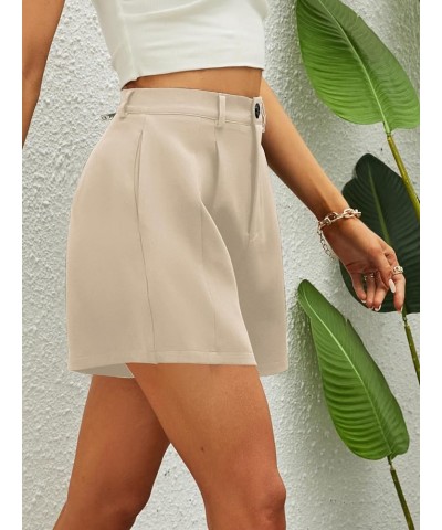 Women's Casual High Waisted Wide Leg Pleated Shorts with Pockets Beige $17.33 Shorts