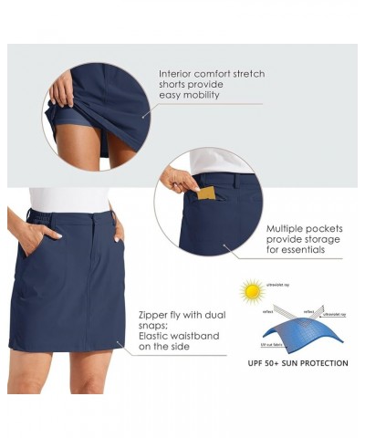 Women's Skorts Golf Casual Skort Skirts UPF 50+ Quick Dry Zip Pockets Outdoor Hiking Navy Blue $17.09 Skirts