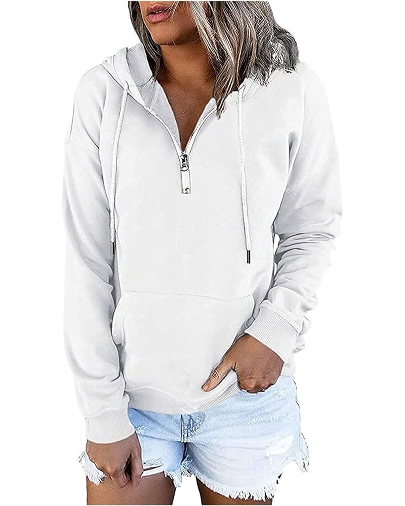 Womens Zip Up Hoodie Womens Plus Size Hooded Sweatshirt Long Sleeve Drawstring Sweatshirt Loose Sweatshirt Womens D-zips-3-wh...