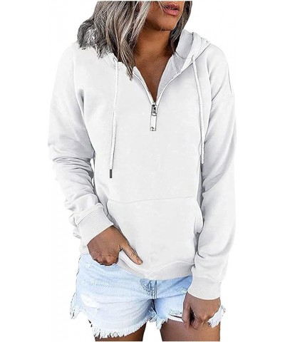 Womens Zip Up Hoodie Womens Plus Size Hooded Sweatshirt Long Sleeve Drawstring Sweatshirt Loose Sweatshirt Womens D-zips-3-wh...