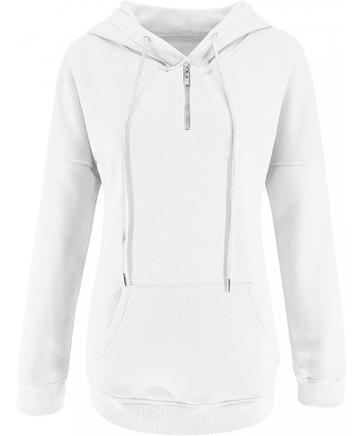 Womens Zip Up Hoodie Womens Plus Size Hooded Sweatshirt Long Sleeve Drawstring Sweatshirt Loose Sweatshirt Womens D-zips-3-wh...