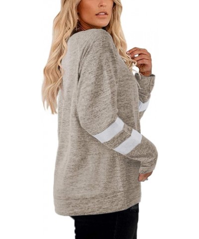 Plus Size Sweatshirts for Women Long Sleeve Oversized Tunic Tops 02_khaki $15.46 Others