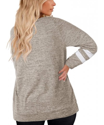 Plus Size Sweatshirts for Women Long Sleeve Oversized Tunic Tops 02_khaki $15.46 Others