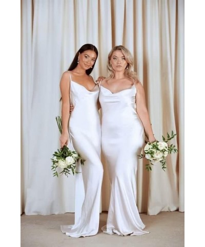 Spaghetti Straps Satin Wedding Dresses V Neck Bridesmaid Dresses Mermaid Prom Dresses for Women Wine Red $34.50 Dresses