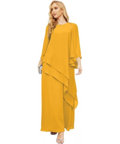 Mother of The Bride Dresses for Wedding - Jacket Chiffon Long Pleat Yellow $42.30 Dresses