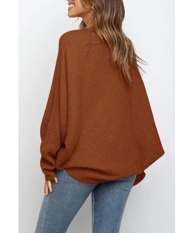 Women's Oversized Crewneck Sweater Batwing Puff Long Sleeve Cable Slouchy Pullover Jumper Tops 1-brown $22.49 Sweaters