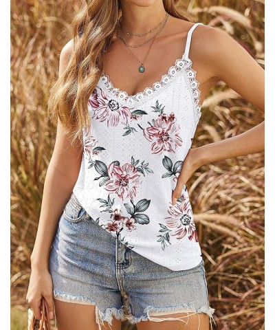 Camisole for Women V Neck Spaghetti Strap Tank Tops Sleeveless Blouses Loose Fit 1-floral Brown $10.40 Tanks