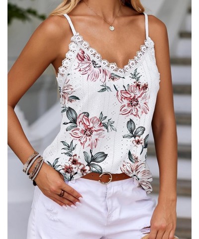 Camisole for Women V Neck Spaghetti Strap Tank Tops Sleeveless Blouses Loose Fit 1-floral Brown $10.40 Tanks