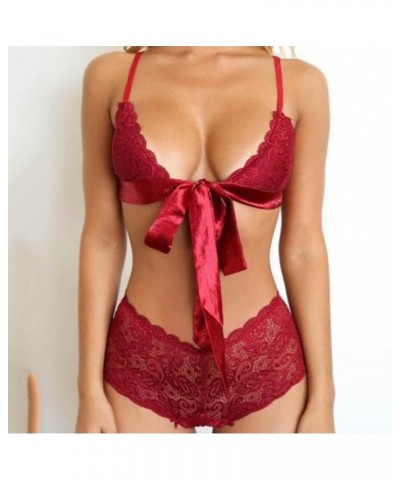 Plus Size Pink Babydoll Lingerie Set Women'S Seductive Lingerie Mesh Transparent Lace Bra Set Of Sexy Red $4.00 Lingerie