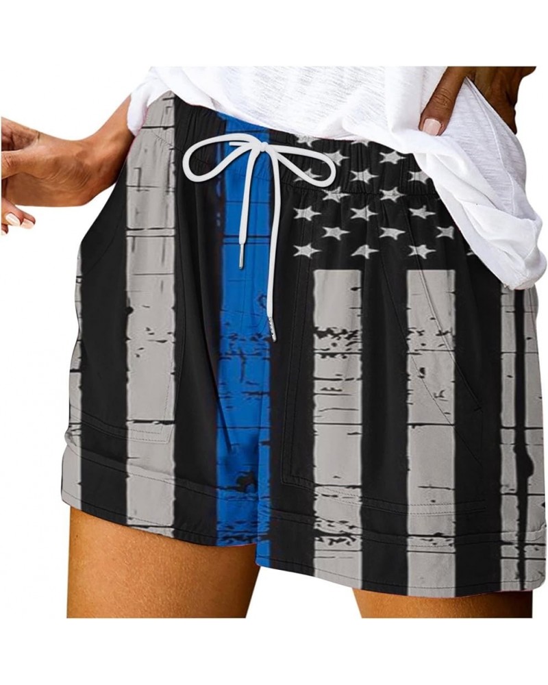 Women's Independence Day Shorts Drawstring Elastic Waist Shorts USA Flag Star Stripes Printed Summer Casual Loose Comfy I03 G...