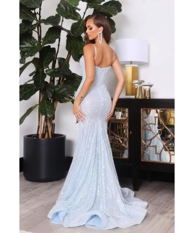 Sparkly Sequin Prom Dresses for Women Mermaid Long Spaghetti Straps Formal Evening Party Gowns Dusty Rose $36.50 Dresses