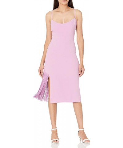 Women's Rory Sleeveless Stretch Midi Sheath Dress with Fringe Lilac $52.67 Dresses