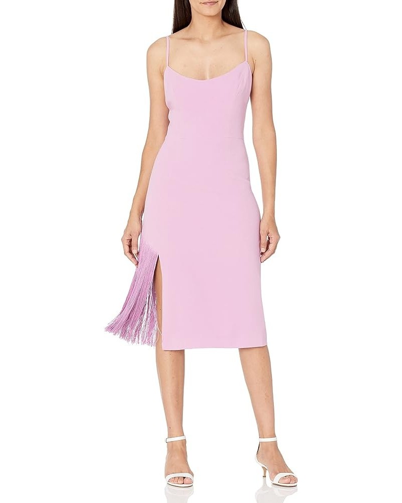 Women's Rory Sleeveless Stretch Midi Sheath Dress with Fringe Lilac $52.67 Dresses