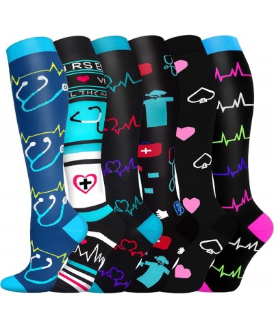 Graduated Medical Compression Socks for Women&Men Circulation Recovery-Knee High Supports Running Athletic Socks Multicoloure...