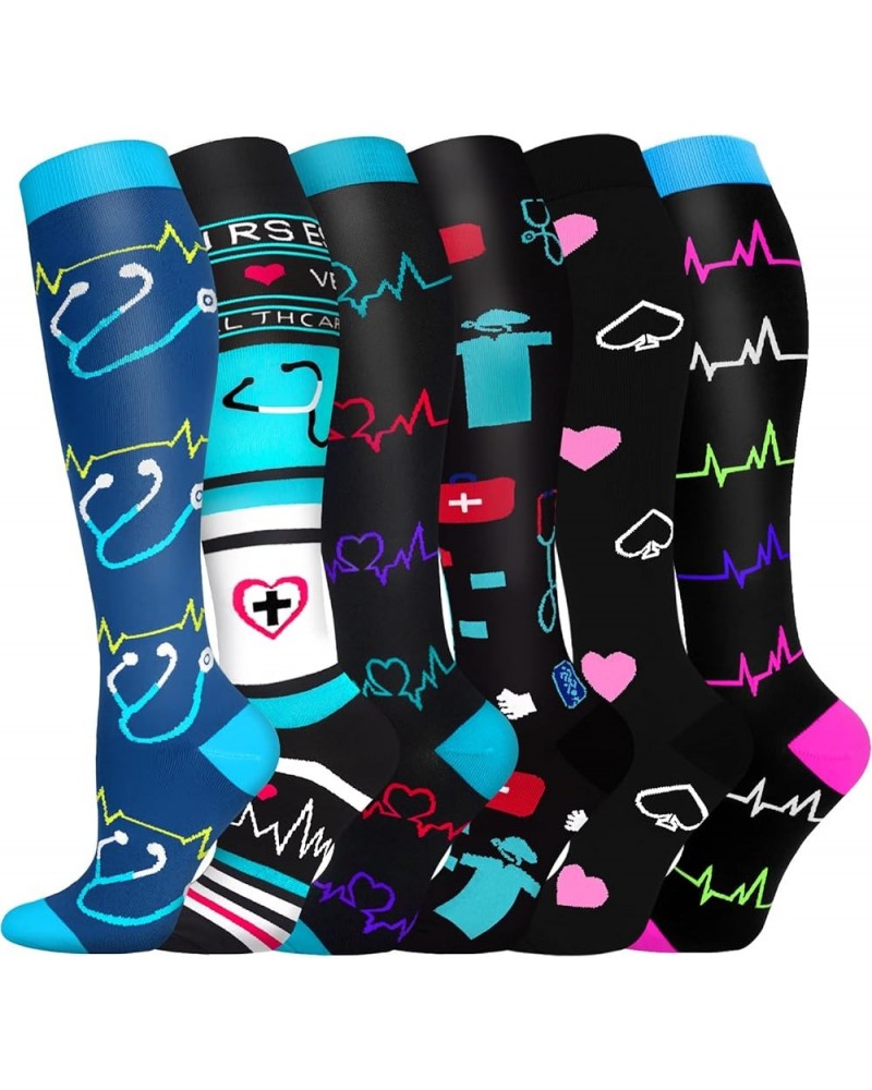 Graduated Medical Compression Socks for Women&Men Circulation Recovery-Knee High Supports Running Athletic Socks Multicoloure...