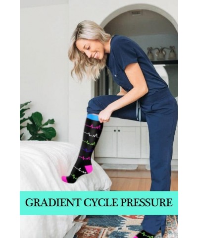 Graduated Medical Compression Socks for Women&Men Circulation Recovery-Knee High Supports Running Athletic Socks Multicoloure...