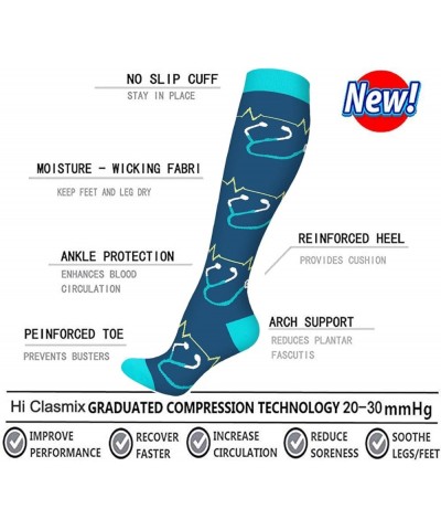 Graduated Medical Compression Socks for Women&Men Circulation Recovery-Knee High Supports Running Athletic Socks Multicoloure...