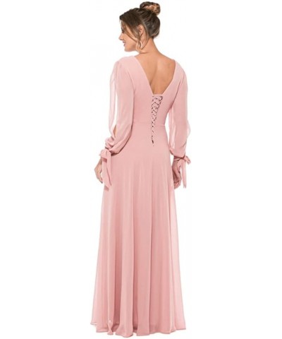 Women's V Neck Bridesmaid Dresses with Sleeves Long Chiffon Ruched Formal Evening Dresses Purple $32.00 Dresses