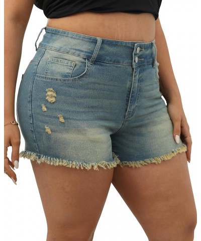 Womens Plus Size Denim Shorts High Waisted Stretchy Ripped Jean Shorts Casual Frayed Raw Hem Short Jeans Retro-759 $19.59 Shorts