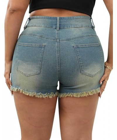 Womens Plus Size Denim Shorts High Waisted Stretchy Ripped Jean Shorts Casual Frayed Raw Hem Short Jeans Retro-759 $19.59 Shorts