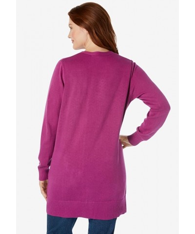 Women's Plus Size Perfect Longer-Length Cotton Cardigan Sweater Radiant Purple $22.13 Sweaters